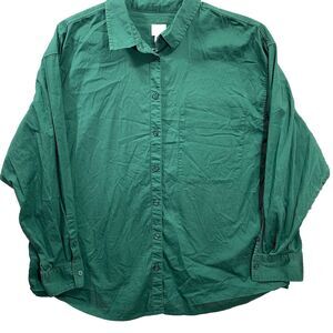 A New Day Green Button-Up Shirt Men’s XL Long Sleeve Cotton Stretch Casual Pocke